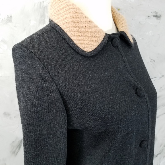 CONTESSA VISCONTE Charcoal Gray Tan Sweater Jacket - Picture 2 of 8